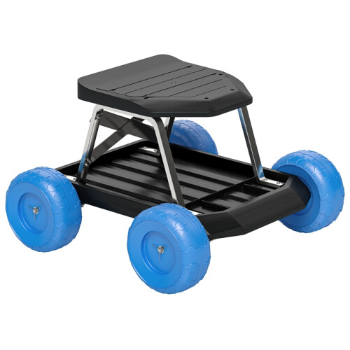 Blue Garden Cart with Wheels & Tool Tray
