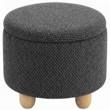 Round Storage Ottoman with Lid, Dark Grey
