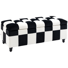 Velvet Storage Ottoman 114x47x47cm, White & Black