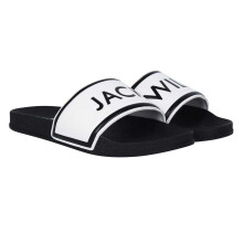 (3 UK-4 UK, White/Black) Jack Wills Mens Logo Sliders