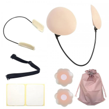 Wireless Push Up Bra Kit, Deep Plunge Concealed Bra Set, Skin Tone Invisible Lingerie Support