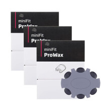 Set van 3 Minifit Prowax wasfilters voor hoortoestellen, vervangingsonderdelen en reinigingsaccessoires.