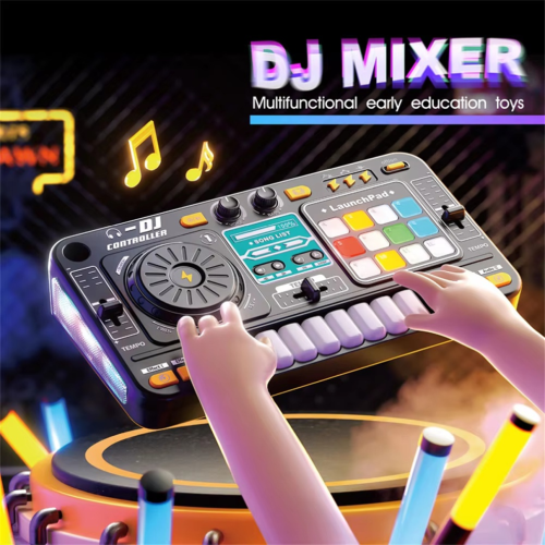 Electronic DJ Mixer Controller with Keyboard, Portable Music Player for Kids, Creative Learning Toy 1