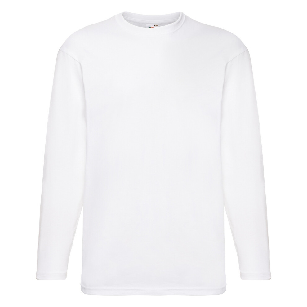 Fruit Of The Loom (4Xl, White) Mens Valueweight Crew Neck Long Sleeve T-Shirt