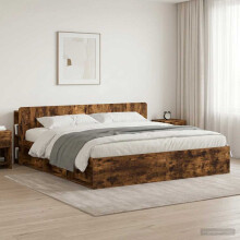 vidaXL Headboard Cabinet with Storage Smoked Oak Engineered Wood