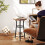 Small Round Side Table with 3 Shelves - Rustic Brown 6