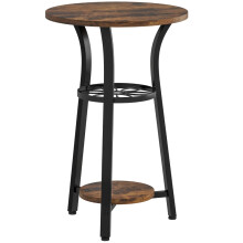Small Round Side Table with 3 Shelves - Rustic Brown