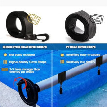 Inground Swimming Pool Solar Cover Reel Straps,Including 6 Snap-Lock Solar Cover Clips,6 Pcs Solar Cover Straps