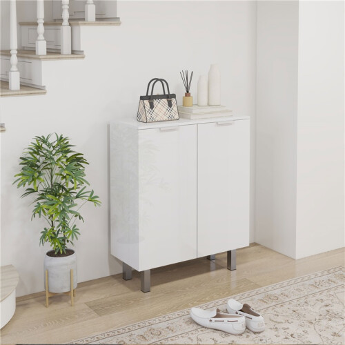 Five-Shelf Shoe Storage Cupboard - White 1