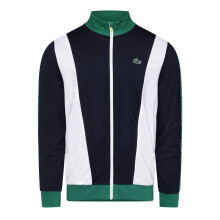 (S, Navy/White/Green) Lacoste Mens Logo Track Jacket