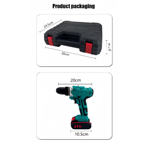 2 Battery 21V Cordless Drill Combi Driver High Power Electric Screwdriver Set 1