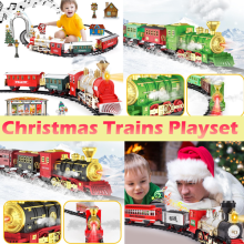 Christmas Steam Trains Kids Toy Under Tree Decoration Xmas Gift Fun Game w/Sound