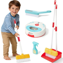 Kids Cleaning Toys Set 5PCS Toddler Robot Vacuum Cleaner Pretend Play Set