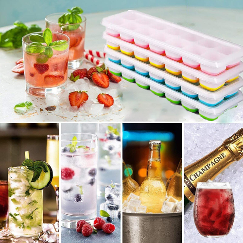 4X Silicone Ice Cube Trays Stackable Easy-Release BPA Free Cocktail Freezer New 2
