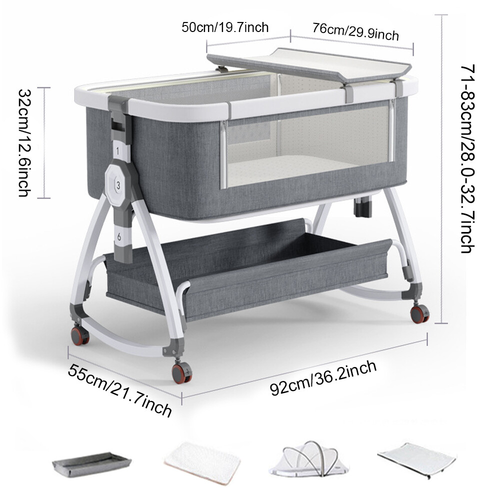 3-in-1 Baby Bedside Crib Sleeper Bassinet Safe Co-Sleeping Storage Adjustable 1