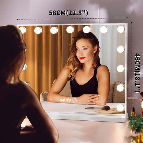 LED Hollywood Makeup Mirror Large Vanity Light Mirror with 15 Dimmable LED Bulbs 1