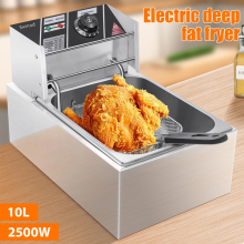 Commercial 10L 2500W Electric Deep Fryer Fat Chip Single Tank Stainless Steel UK