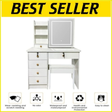 UK Dressing Table with Mirror Modern Makeup Desk Vanity Table Set + Stool White