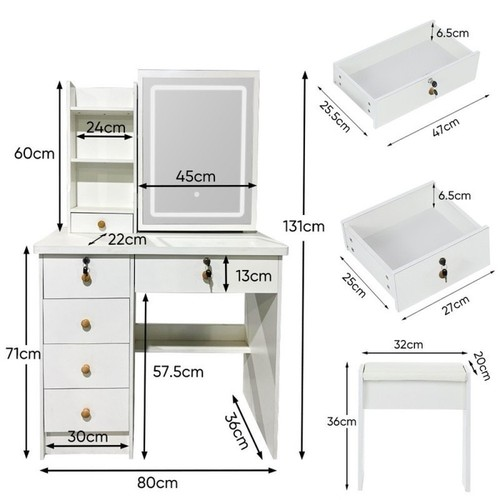 Dressing Table with Mirror Modern Makeup Desk Vanity Table Set+Stool Modern New 1