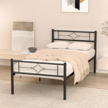 3ft/4.5ft Single Bed Frame Mattress Foundation Metal Iron Bed W/Underbed Storage