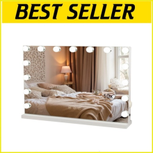 Hollywood Large Makeup Mirror Button Touchscreen 15 Dimmable LED Bulbs 46*58