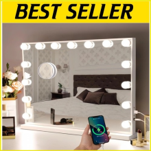 LED Hollywood Makeup Mirror Large Vanity Light Mirror with 15 Dimmable LED Bulbs