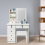 UK Dressing Table with Mirror Modern Makeup Desk Vanity Table Set + Stool White 3