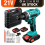 2 Battery 21V Cordless Drill Combi Driver High Power Electric Screwdriver Set 1