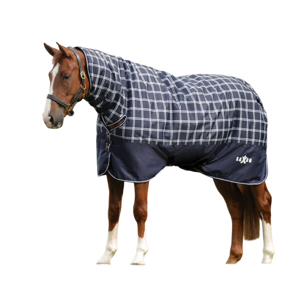 Photos - Equestrianism Saxon Case  Saxon Defiant Combo Neck Plaid Heavy 300g Horse Turnout Rug (5' 3", Navy)