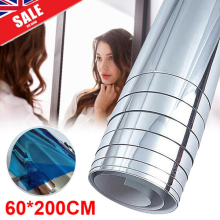 2M Wall Mirror Self Adhesive Mirror Wall Stickers Roll Large DIY Room Decor New
