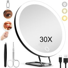 30X Magnifying Mirror With LED Lights Make Up Shaving Illuminated Cosmetic UK