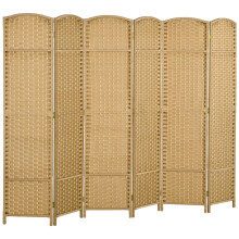 6-Panel Folding Room Divider, 240x170cm, Natural