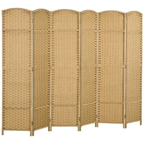 6-Panel Folding Room Divider, 240x170cm, Natural