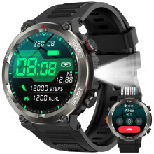 Military Smart Watch for Men Answer/Make Calls Rugged Heart Rate Fitness Tracker