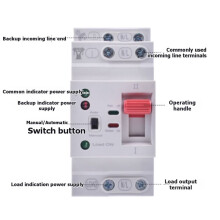 Din Rail 2P ATS Elektrische Schakelaar Handmatige Overdracht Schakelaar 230V Spoel PC Type Schakelaar Stadsstroom Naar Generator 63A