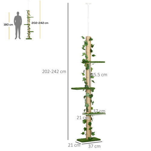 242cm Adjustable Cat Tree with Perches & Anti-Slip Kit 2