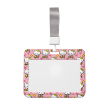 Hello Kitty -henkilökorttikotelo (vaakasuora) - ympäristöystävällinen, kevyt ja tyylikäs irrotettavalla nauhalla, 10 cm x 7,5 cm, yhteensopiva