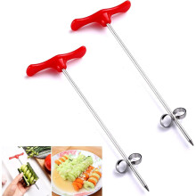 2-pack röd manuell grönsaksspiralkniv - rostfri skivare för morötter, gurkor, zucchini, potatis, äpplen - salladshackare och fruktkärnare