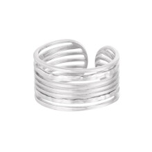 Edelstahlring mit dünnen Schichten – Silber – Verstellbar