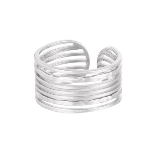 Rostfri stålring med tunna lager - Silver - Justerbar Silver