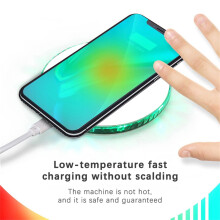 Trådlös snabbladdare 10W, kompatibel med Huawei, Samsung, Xiaomi, rund, ljusstark design för skrivbordet