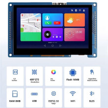 Placa de Desarrollo ESP32-S3 con Pantalla Táctil Capacitiva IPS de 480x272, Pantalla de 4.3 Pulgadas, WiFi BLE5, 16MB de Flash y 8MB de PSRAM