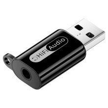 USB A to 3.5mm Audio Adapter 2 in 1 Headphone Microphone Converter External Sound Card for Laptop PC Speaker Black