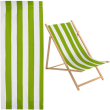 Toile de rechange pour chaise longue de plage (1 pièce), 435 x 1165 mm, rayures jaunes, vertes et blanches, idéale pour bronzer dans le jardin ou