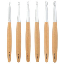 Grote Haaknaaldenset 6,5 mm, 7,0 mm, 8,0 mm, 9,0 mm, 10,0 mm, 12,0 mm, Haaknaalden met Beukenhouten Handvat