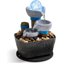 Mini fontaine de table avec galets naturels - Cascade relaxante pour la maison, le bureau, la méditation et la décoration