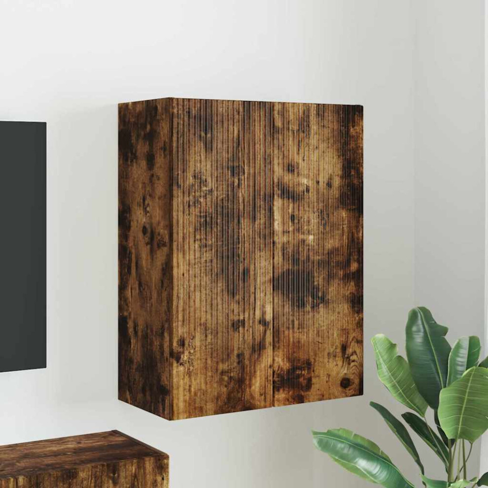 Vidaxl Tv Wall Cabinet Smoked Oak 59.5 X 31 X 80 Cm Engineered Wood