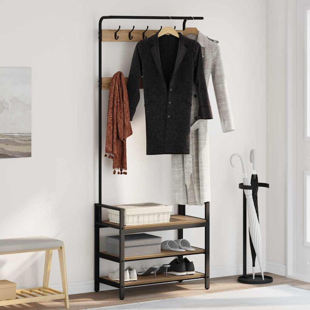 Vidaxl Coat Rack Artisan Oak 75 X 34 X 184 Cm Engineered Wood