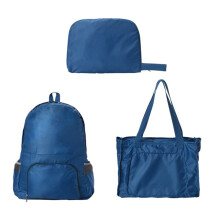 Mochila plegable ligera y compacta, bolsa de viaje deportiva para hombres y mujeres, color azul.