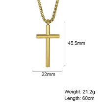 Collar con cruz RSAMD para hombre, cadena de acero inoxidable cristiana, joyería - 24 pulgadas - 4,5 cm - dorado